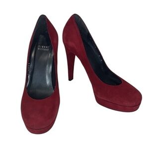 Stuart Weitzman Burgundy Red Suede Platform heels size 8M